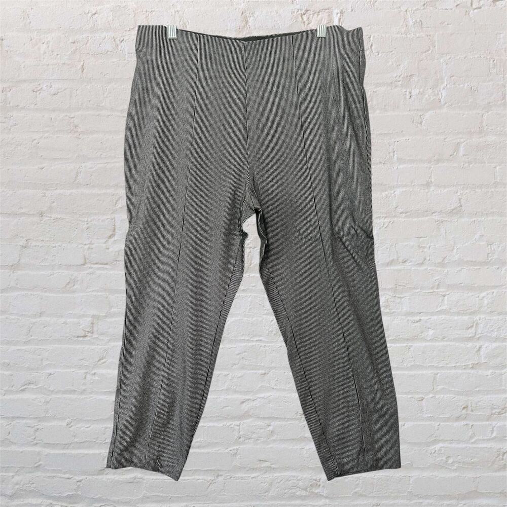 Worthington Black White Pull‎ On Skinny Front Slit Dress Pants Size XL